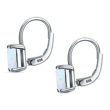Cushion Leverback Earrings Lab Created White Opal 925 Sterling Silver Wholesale